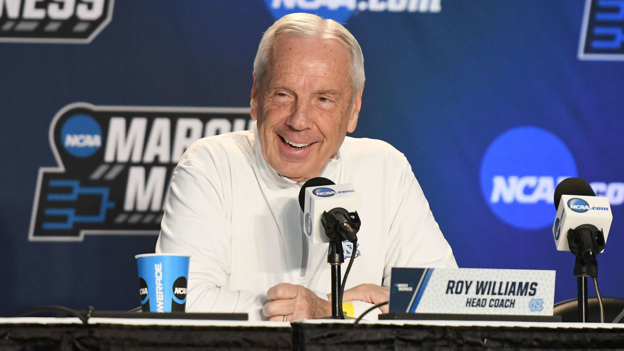 CHARLOTTE, NC - MARCH 15: Head coach Roy Williams of the North Carolina Tar Heels addresses the media during media day of the Men's NCAA Basketball Tournament - Charlotte - Practice Sessions at the Spectrum Center on March 15, 2018 in Charlotte, North Carolina. Photo by Mitchell Layton/Getty Images)