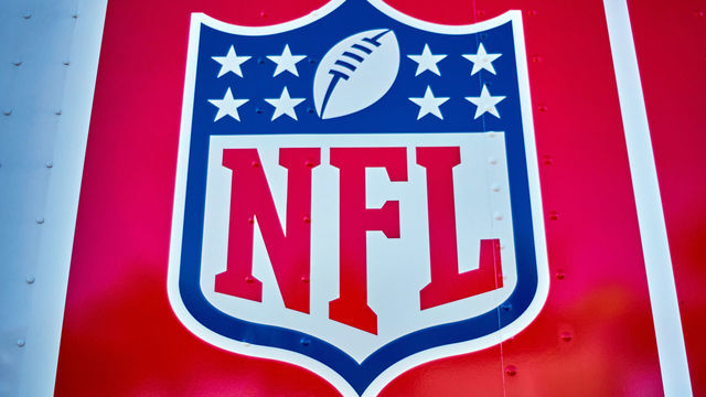 MIAMI GARDENS, FL - FEBRUARY 02: A detail view of the NFL crest and logo is seen in game action during the Super Bowl LIV game between the Kansas City Chiefs and the San Francisco 49ers on February 2, 2020 at Hard Rock Stadium, in Miami Gardens, FL.