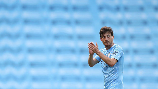 MANCHESTER, ENGLAND - JULY 26: David Silva of Manchester City is substituted off as he makes his last league appearance for the club during the Premier League match between Manchester City and Norwich City at Etihad Stadium on July 26, 2020 in Manchester, United Kingdom.