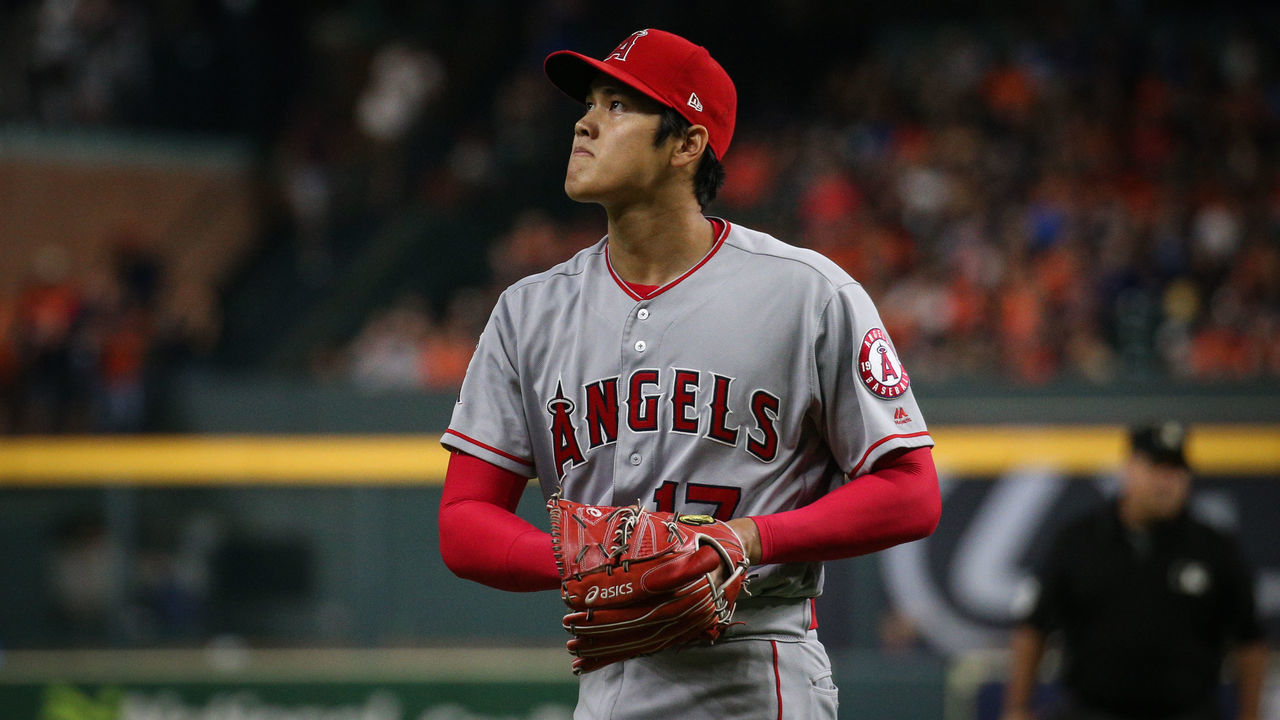 HOUSTON, TX - SEPTEMBER 2: Shohei Ohtani #17 of the Los Angeles Angels leaves the mound during the game against the Houston Astros at Minute Maid Park on Sunday, September 2, 2018 in Houston, Texas.