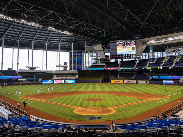 MIAMI, FLORIDA - JULY 09: A general view of field during an intrasquad simulated game at Marlins Park on July 09, 2020 in Miami, Florida.