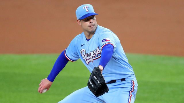 ARLINGTON, TEXAS - JULY 26: Corey Kluber (28) of the Texas Rangers pitches against the Colorado Rockies in the top of the first inning at Globe Life Field on July 26, 2020 in Arlington, Texas.