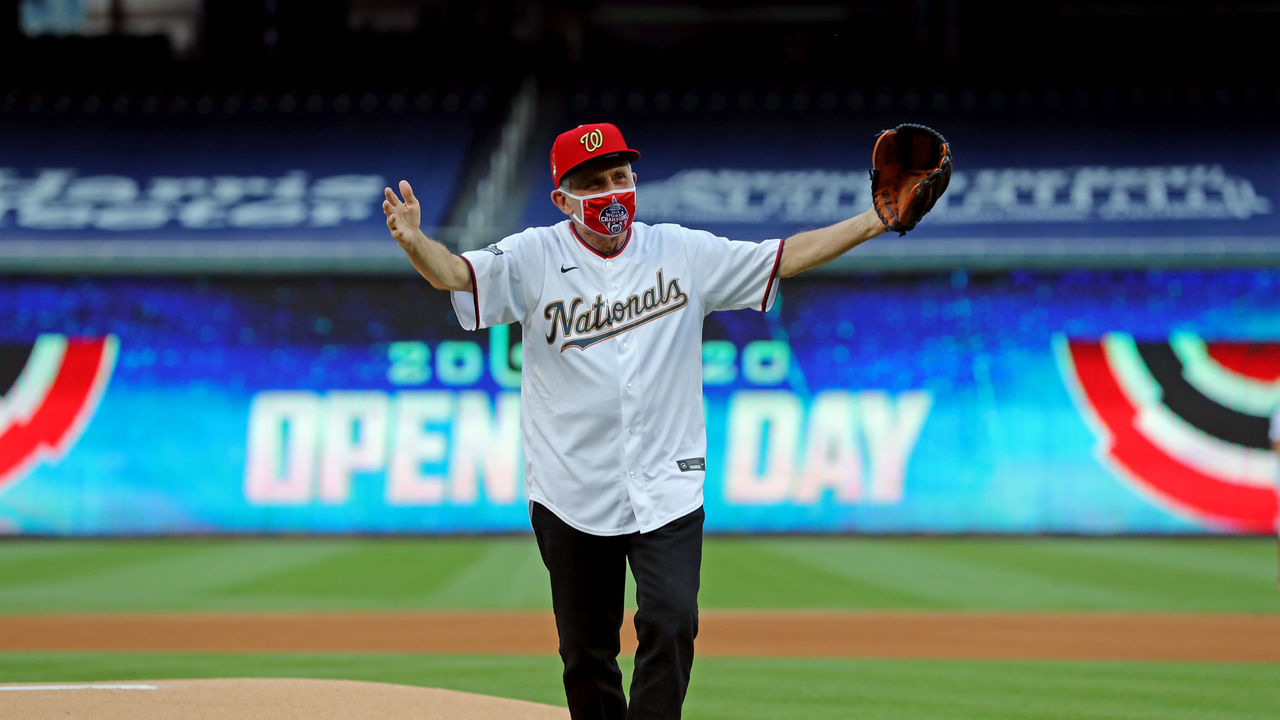 WASHINGTON, DC - JULY 23: Director of the National Institute of Allergy and Infectious Diseases Dr. Anthony Fauci reacts after throwing out the ceremonial first pitch prior to the game between the New York Yankees and the Washington Nationals at Nationals Park on Thursday, July 23, 2020 in Washington, District of Columbia.