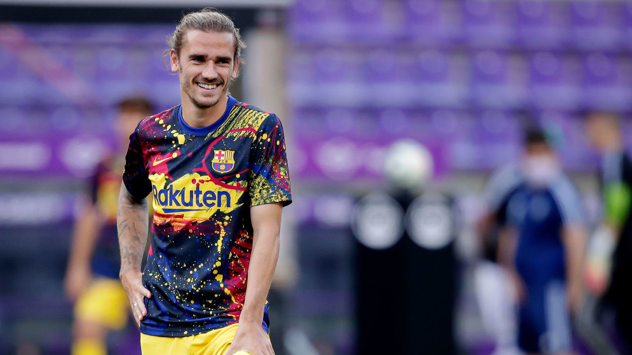 VALLADOLID, SPAIN - JULY 11: Antoine Griezmann of FC Barcelona during the La Liga Santander match between Real Valladolid v FC Barcelona at the Estadio Municipal José Zorrilla on July 11, 2020 in Valladolid Spain