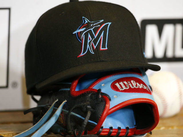 PITTSBURGH, PA - SEPTEMBER 03: A New Era Miami Marlins baseball hat is seen against the Pittsburgh Pirates at PNC Park on September 3, 2019 in Pittsburgh, Pennsylvania.