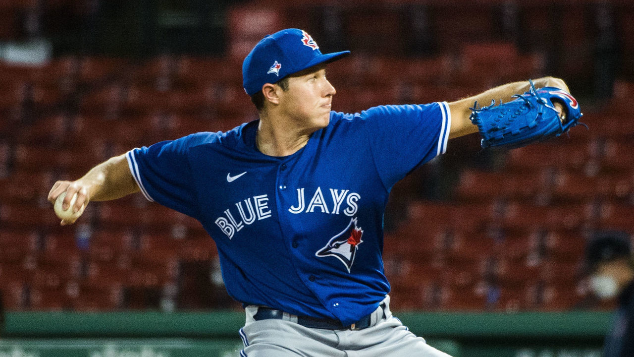 BOSTON, MA - JULY 21: Nate Pearson #71 of the Toronto Blue Jays pitches in the fourth inning against the Boston Red Sox at Fenway Park on July 21, 2020 in Boston, Massachusetts.