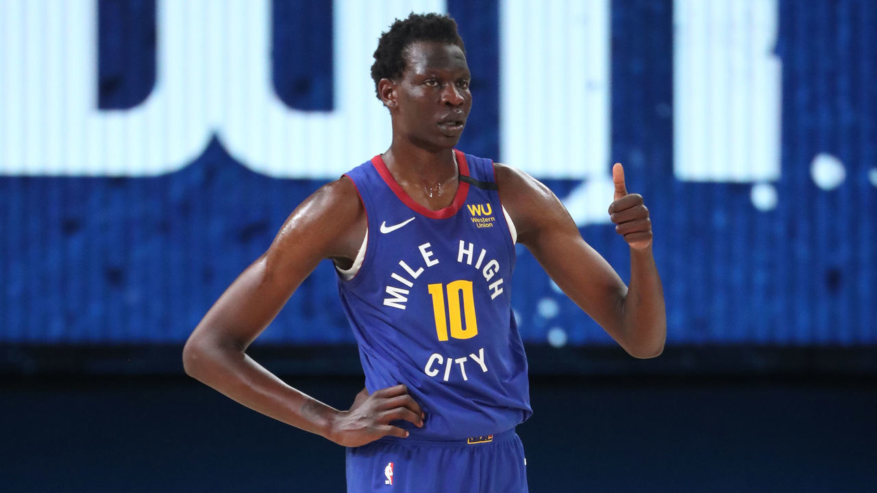 ORLANDO, FL - JULY 25: Bol Bol #10 of the Denver Nuggets looks on during the game on July 25, 2020 at HP Field House at ESPN Wide World of Sports Complex in Orlando, Florida. Mandatory Copyright Notice: Copyright 2020 NBAE