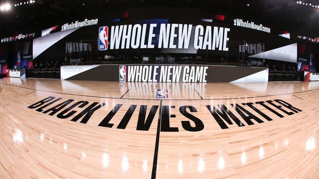 ORLANDO, FL - JULY 21: A general overall interior view of the court as part of the NBA Restart 2020 on July 21, 2020 at The Arena at ESPN Wide World of Sports in Orlando, Florida. NOTE TO USER: User expressly acknowledges and agrees that, by downloading and/or using this photograph, user is consenting to the terms and conditions of the Getty Images License Agreement. Mandatory Copyright Notice: Copyright 2020 NBAE