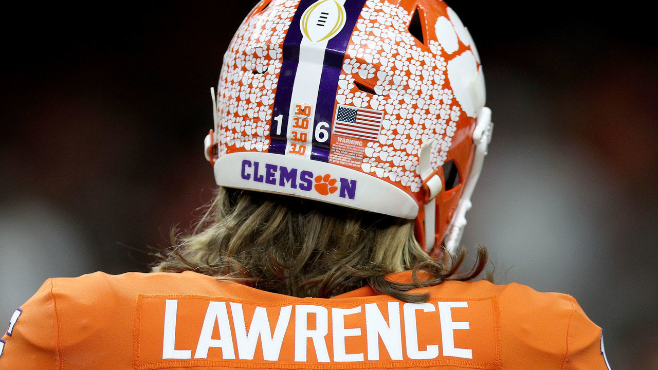 NEW ORLEANS, LOUISIANA - JANUARY 13: Trevor Lawrence #16 of the Clemson Tigers looks on prior to the College Football Playoff National Championship game against the LSU Tigers at Mercedes Benz Superdome on January 13, 2020 in New Orleans, Louisiana.