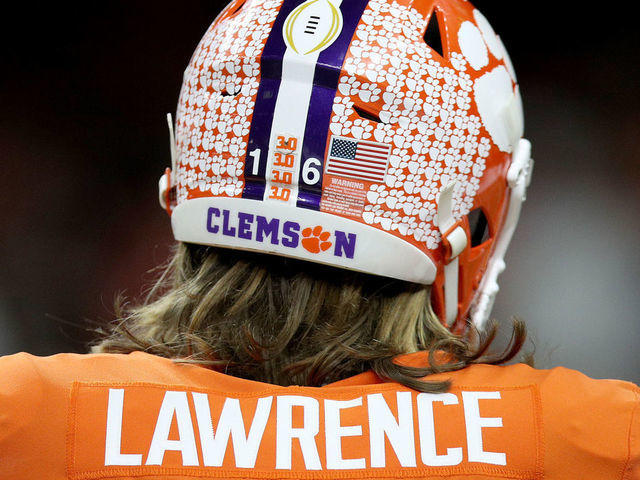 NEW ORLEANS, LOUISIANA - JANUARY 13: Trevor Lawrence #16 of the Clemson Tigers looks on prior to the College Football Playoff National Championship game against the LSU Tigers at Mercedes Benz Superdome on January 13, 2020 in New Orleans, Louisiana.