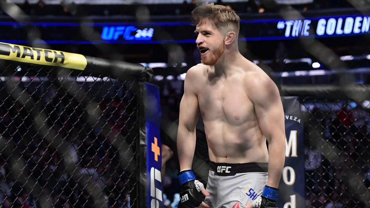 NEW YORK, NEW YORK - NOVEMBER 02: Edmen Shahbazyan of the United States celebrates victory against Brad Tavares of the United States during UFC 244 at Madison Square Garden on November 02, 2019 in New York City.