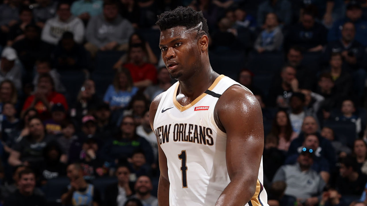 MINNEAPOLIS, MN - MARCH 8: Zion Williamson #1 of the New Orleans Pelicans looks on during the game against the Minnesota Timberwolves on March 8, 2020 at Target Center in Minneapolis, Minnesota. Mandatory Copyright Notice: Copyright 2020 NBAE