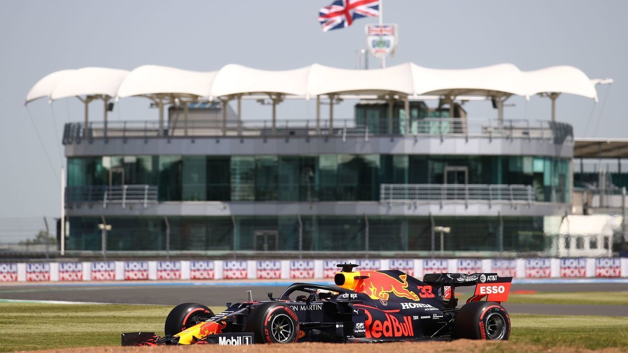 Red Bull's Dutch driver Max Verstappen drives during the first practice session of the Formula One British Grand Prix at the Silverstone motor racing circuit in Silverstone, central England on July 31, 2020.