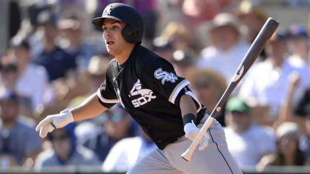 GLENDALE, ARIZONA - FEBRUARY 24: Nick Madrigal #92 of the Chicago White Sox bats against the Los Angeles Dodgers on February 24, 2019 at Camelback Ranch in Glendale Arizona.