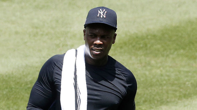 NEW YORK, NEW YORK - JULY 05: (NEW YORK DAILIES OUT) Aroldis Chapman #54 of the New York Yankees walks on the field during summer workouts at Yankee Stadium on July 05, 2020 in New York City.