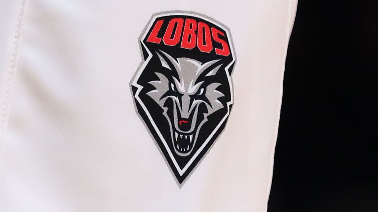 BROOKLYN, NY - NOVEMBER 25: New Mexico Lobos shorts logo during the first half of the Legends Classic College basketball game between the Auburn Tigers and the New Mexico State Aggies on November 25, 2019 at the Barclays Center in Brooklyn, NY.