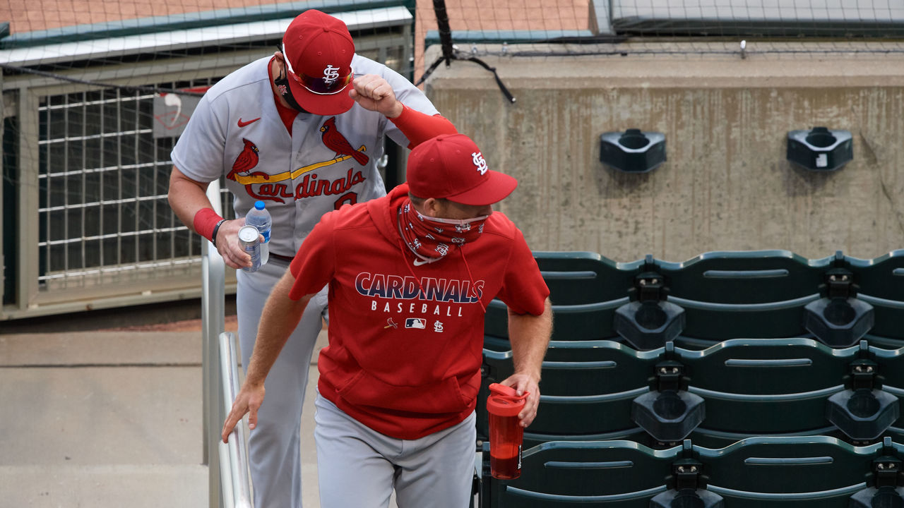 MINNEAPOLIS, MINNESOTA - JULY 29: St. Louis Cardinals players enter the stands before the game against the Minnesota Twins at Target Field on July 29, 2020 in Minneapolis, Minnesota. The Twins defeated the Cardinals 3-0.