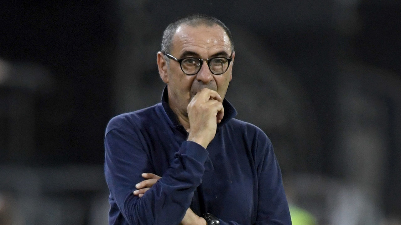 CAGLIARI, ITALY - JULY 29: Head coach of Juventus Maurizio Sarri looks on during the Serie A match between Cagliari Calcio and Juventus at Sardegna Arena on July 29, 2020 in Cagliari, Italy.