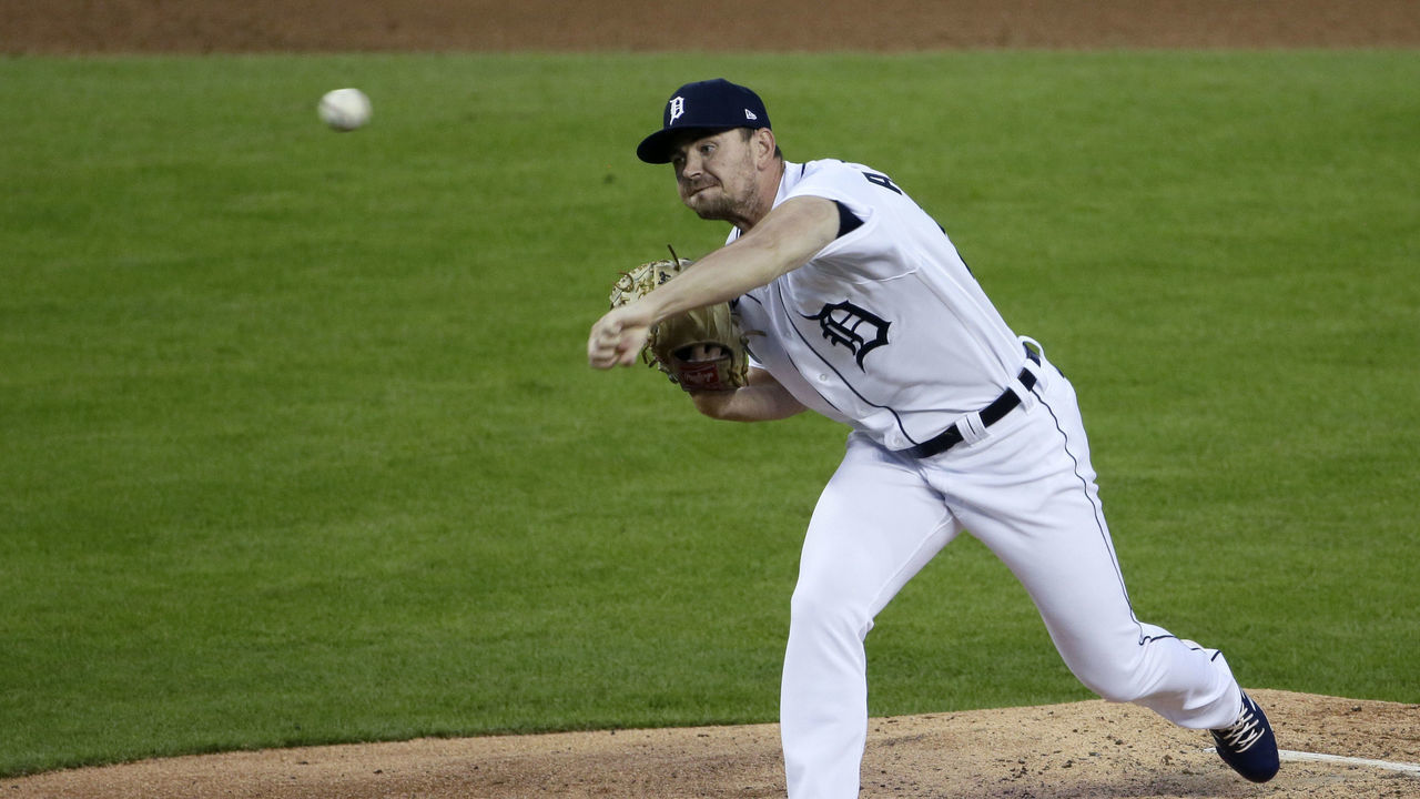 DETROIT, MI - JULY 30: Tyler Alexander #70 of the Detroit Tigers pitches against the Kansas City Royals during the sixth inning at Comerica Park on July 30, 2020, in Detroit, Michigan. The Royals defeated the Tigers 5-3.
