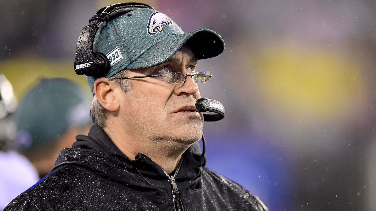 EAST RUTHERFORD, NEW JERSEY - DECEMBER 29: Head coach Doug Pederson of the Philadelphia Eagles looks on against the New York Giants at MetLife Stadium on December 29, 2019 in East Rutherford, New Jersey.