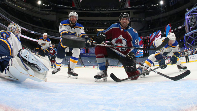EDMONTON, ALBERTA - AUGUST 02: Nazem Kadri #91 of the Colorado Avalanche reacts as the puck bounces back out of the net for a goal with less than one second remaining in the third period of the Round Robin game against the St. Louis Blues during the 2020 NHL Stanley Cup Playoff at Rogers Place on August 02, 2020 in Edmonton, Alberta. The Avalanche defeated the Blues 2-1.