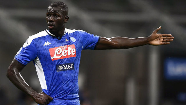 STADIO GIUSEPPE MEAZZA, MILAN, ITALY - 2020/07/28: Kalidou Koulibaly of SSC Napoli gestures during the Serie A football match between FC Internazionale and SSC Napoli. FC Internazionale won 2-0 over SSC Napoli.
