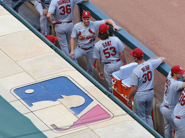 MINNEAPOLIS, MINNESOTA - JULY 28: The St. Louis Cardinals dugout is seen before the home opener game at Target Field on July 28, 2020 in Minneapolis, Minnesota. The Twins defeated the Cardinals 6-3.