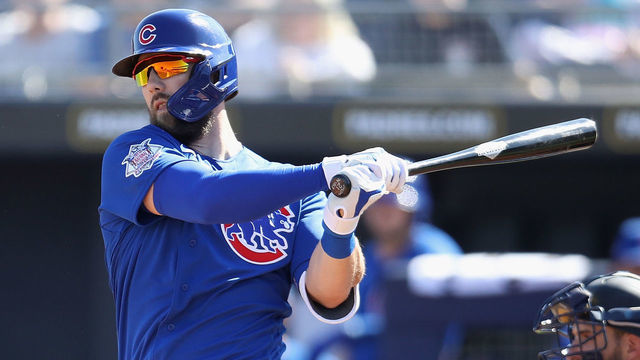 PEORIA, ARIZONA - FEBRUARY 24: Steven Souza Jr. #21 of the Chicago Cubs bats against the Seattle Mariners during the MLB spring training game at Peoria Stadium on February 24, 2020 in Peoria, Arizona.