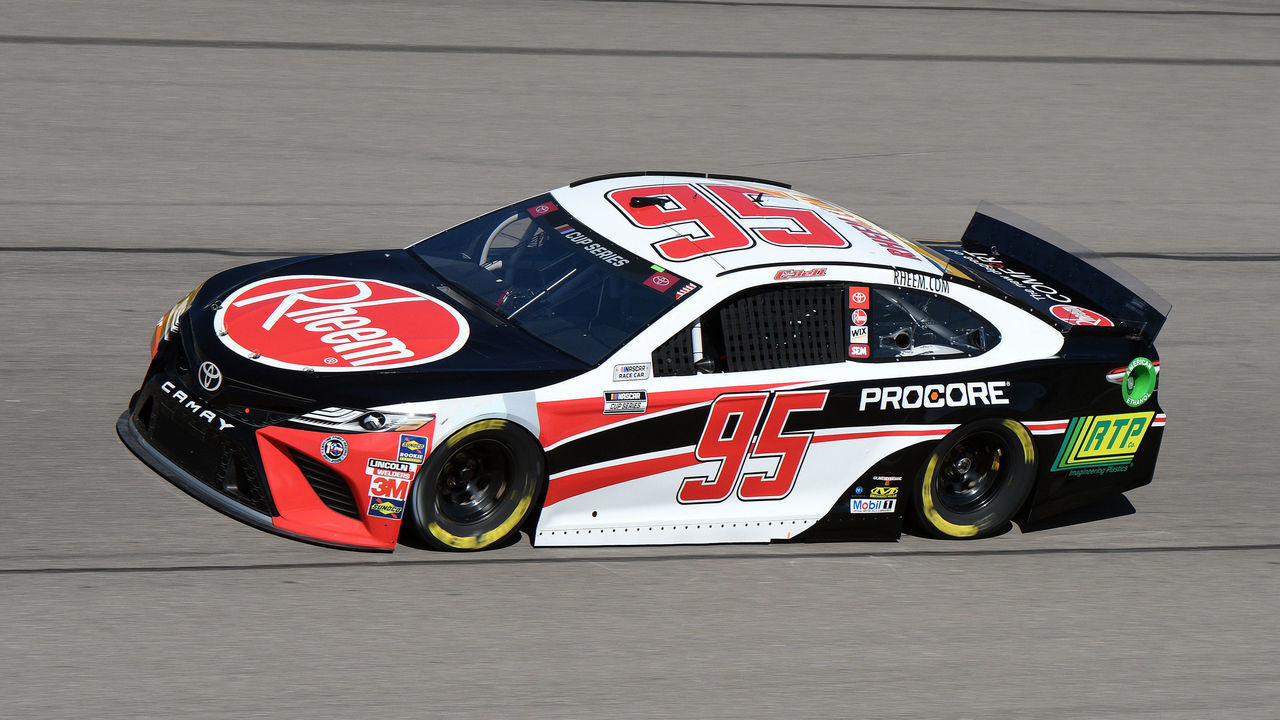 LAS VEGAS, NV - FEBRUARY 21: Christopher Bell (95) Leavine Family Racing Toyota Camry drives through turn four during practice for the NASCAR Cup Series Pennzoil 400 presented by Jiffy Lube on February 21, 2020, at Las Vegas Motor Speedway in Las Vegas, Nevada.