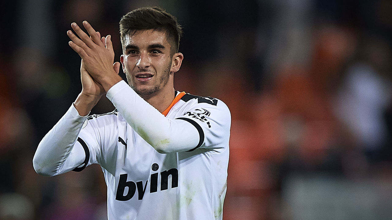 VALENCIA, SPAIN - NOVEMBER 30: Ferran Torres of Valencia celebrates the victory at the end of the Liga match between Valencia CF and Villarreal CF at Estadio Mestalla on November 30, 2019 in Valencia, Spain.