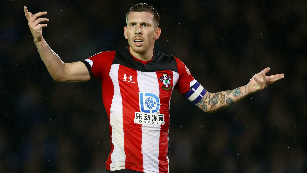 PORTSMOUTH, ENGLAND - SEPTEMBER 24: Pierre-Emile Ho¸jbjerg of Southampton reacts during the Carabao Cup Third Round match between Portsmouth and Southampton at Fratton Park on September 24, 2019 in Portsmouth, England.