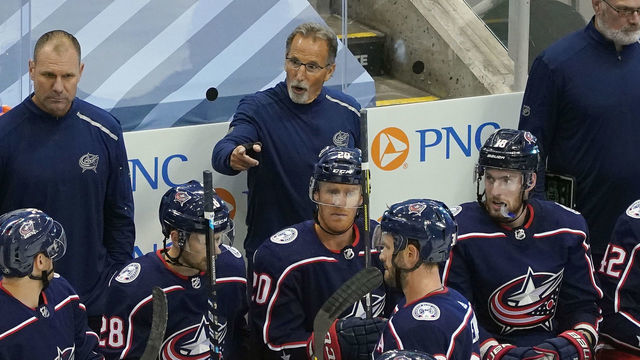TORONTO, ONTARIO - JULY 30: Head coach John Tortorella of the Columbus Blue Jackets tends to bench duties during the final minutes of his 4-1 victory over the Boston Bruins in an exhibition game prior to the 2020 NHL Stanley Cup Playoffs at Scotiabank Arena on July 30, 2020 in Toronto, Ontario, Canada.