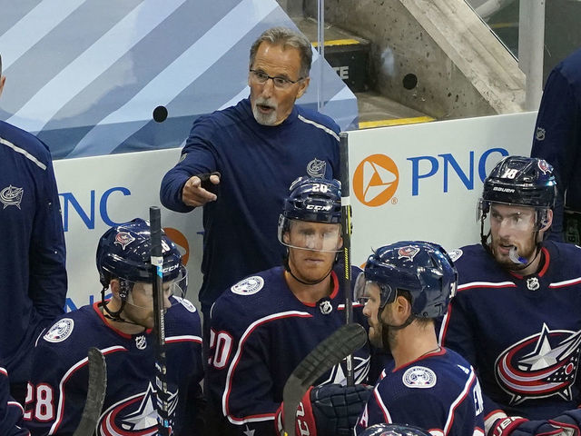TORONTO, ONTARIO - JULY 30: Head coach John Tortorella of the Columbus Blue Jackets tends to bench duties during the final minutes of his 4-1 victory over the Boston Bruins in an exhibition game prior to the 2020 NHL Stanley Cup Playoffs at Scotiabank Arena on July 30, 2020 in Toronto, Ontario, Canada.