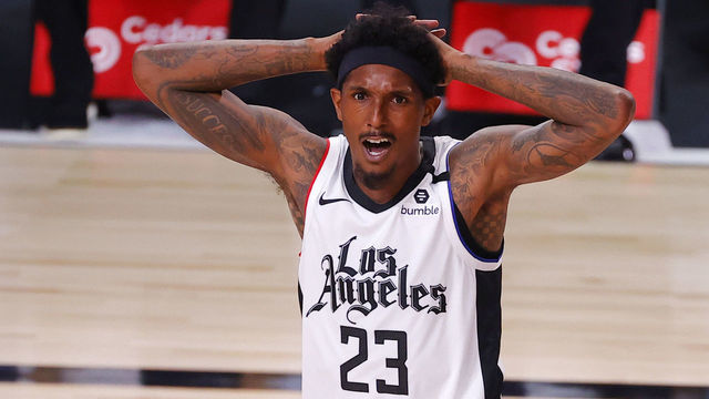 LAKE BUENA VISTA, FLORIDA - AUGUST 04: Lou Williams #23 of the LA Clippers reacts to a foul call during the game against the Phoenix Suns at The Arena at ESPN Wide World Of Sports Complex on August 04, 2020 in Lake Buena Vista, Florida.
