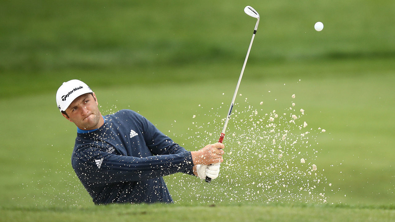 SAN FRANCISCO, CALIFORNIA - AUGUST 04: Jon Rahm of Spain plays a shot during a practice round prior to the 2020 PGA Championship at TPC Harding Park on August 04, 2020 in San Francisco, California.