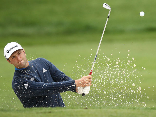 SAN FRANCISCO, CALIFORNIA - AUGUST 04: Jon Rahm of Spain plays a shot during a practice round prior to the 2020 PGA Championship at TPC Harding Park on August 04, 2020 in San Francisco, California.