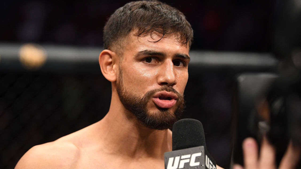 MEXICO CITY, MEXICO - SEPTEMBER 21: Yair Rodriguez of Mexico is interviewed after his featherweight bout against Jeremy Stephens is ruled a no contest (eye poke) during the UFC Fight Night event on September 21, 2019 in Mexico City, Mexico.