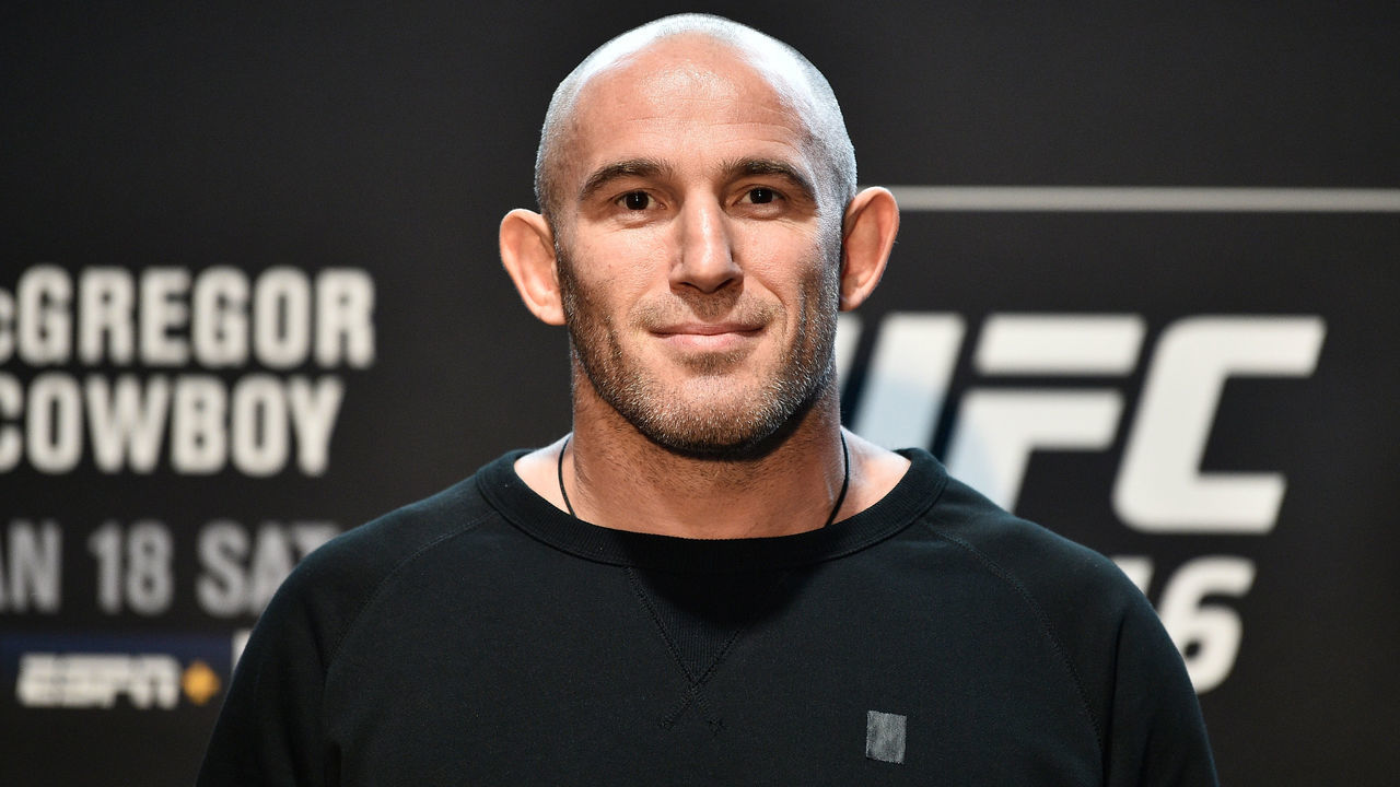LAS VEGAS, NV - JANUARY 16: Aleksei Oleinik of Russia poses for the media during the UFC 246 Ultimate Media Day at UFC APEX on January 16, 2020 in Las Vegas, Nevada.