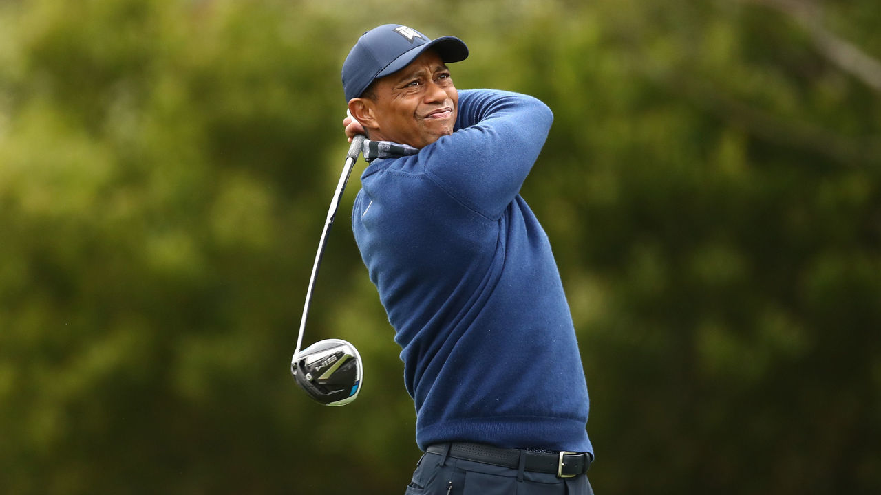 SAN FRANCISCO, CALIFORNIA - AUGUST 06: Tiger Woods of the United States plays a shot from the 12th tee during the first round of the 2020 PGA Championship at TPC Harding Park on August 06, 2020 in San Francisco, California.