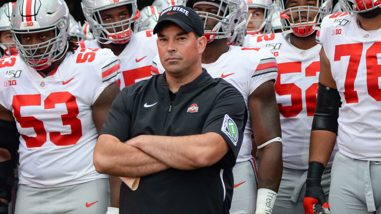 LINCOLN, NE - SEPTEMBER 28: Head coach Ryan Day of the Ohio State Buckeyes waits with his team to take the field before the game against the Nebraska Cornhuskers at Memorial Stadium on September 28, 2019 in Lincoln, Nebraska.
