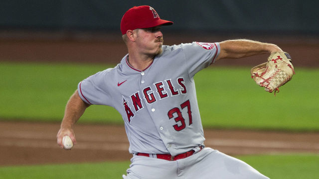 SEATTLE, WA - AUGUST 06: Dylan Bundy #37 of the Los Angeles Angels pitches during the second inning against the Seattle Mariners at T-Mobile Park on August 6, 2020 in Seattle, Washington.