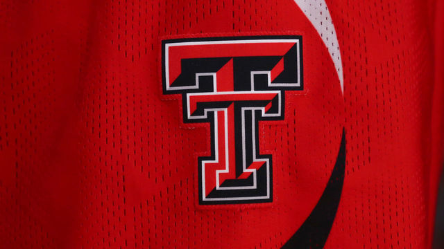 NEW YORK, NY - DECEMBER 10: A general view of the Texas Tech Red Raiders uniform logo during the second half of the Jimmy V Classic college basketball game between the Louisville Cardinals and the Texas Tech Red Raiders on December 10, 2019 at Madison Square Garden in New York, NY.