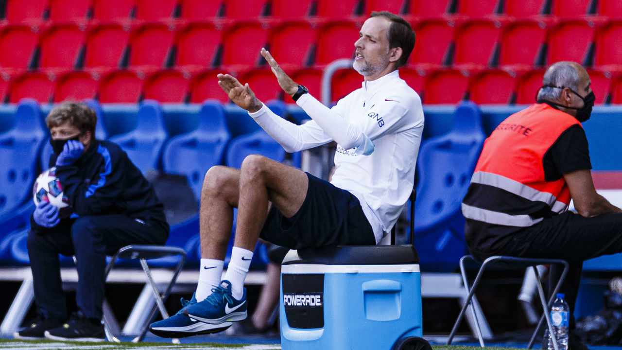 PARIS, FRANCE - AUGUST 05: PSG Head Coach Thomas Tuchel gestures during the friendly match between Paris Saint-Germain and Sochaux on August 5, 2020 in Paris, France.