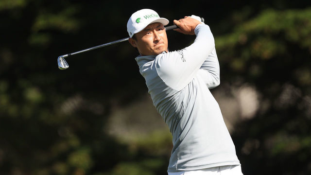 SAN FRANCISCO, CALIFORNIA - AUGUST 07: Haotong Li of China plays his shot from the 11th tee during the second round of the 2020 PGA Championship at TPC Harding Park on August 07, 2020 in San Francisco, California.