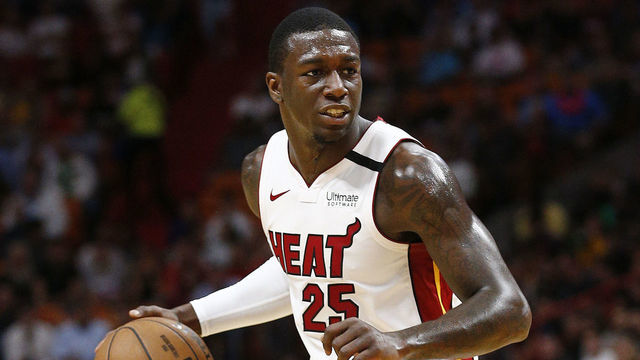 MIAMI, FLORIDA - MARCH 11: Kendrick Nunn #25 of the Miami Heat in action against the Charlotte Hornets during the second half at American Airlines Arena on March 11, 2020 in Miami, Florida. NOTE TO USER: User expressly acknowledges and agrees that, by downloading and/or using this photograph, user is consenting to the terms and conditions of the Getty Images License Agreement.