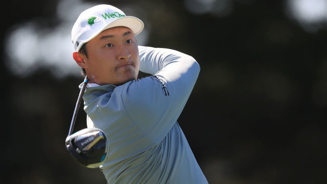 SAN FRANCISCO, CALIFORNIA - AUGUST 07: Haotong Li of China plays his shot from the 14th tee during the second round of the 2020 PGA Championship at TPC Harding Park on August 07, 2020 in San Francisco, California.