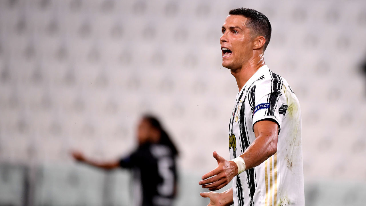 JUVENTUS STADIUM, TORINO, ITALY - 2020/08/07: Cristiano Ronaldo of Juventus FC dissappointed during the Uefa Champions League match between Juventus Fc and Olympique Lyonnais. Juventus wins 2-1 over Olympique Lyonnais. Aggregate 2-2.