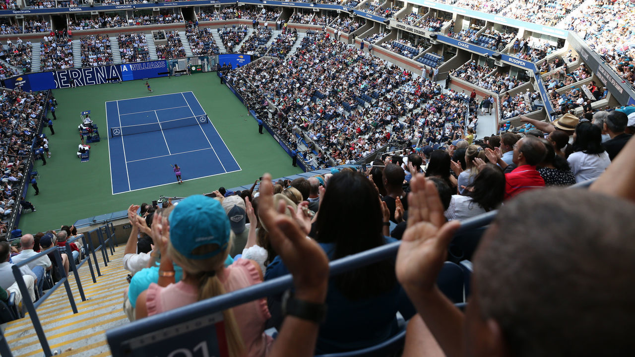 NEW YORK, NEW YORK - SEPTEMBER 07: A general view during the Women's Singles final match between Bianca Andreescu of Canada and Serena Williams of the United States on day thirteen of the 2019 US Open at the USTA Billie Jean King National Tennis Center on September 07, 2019 in the Queens borough of New York City.