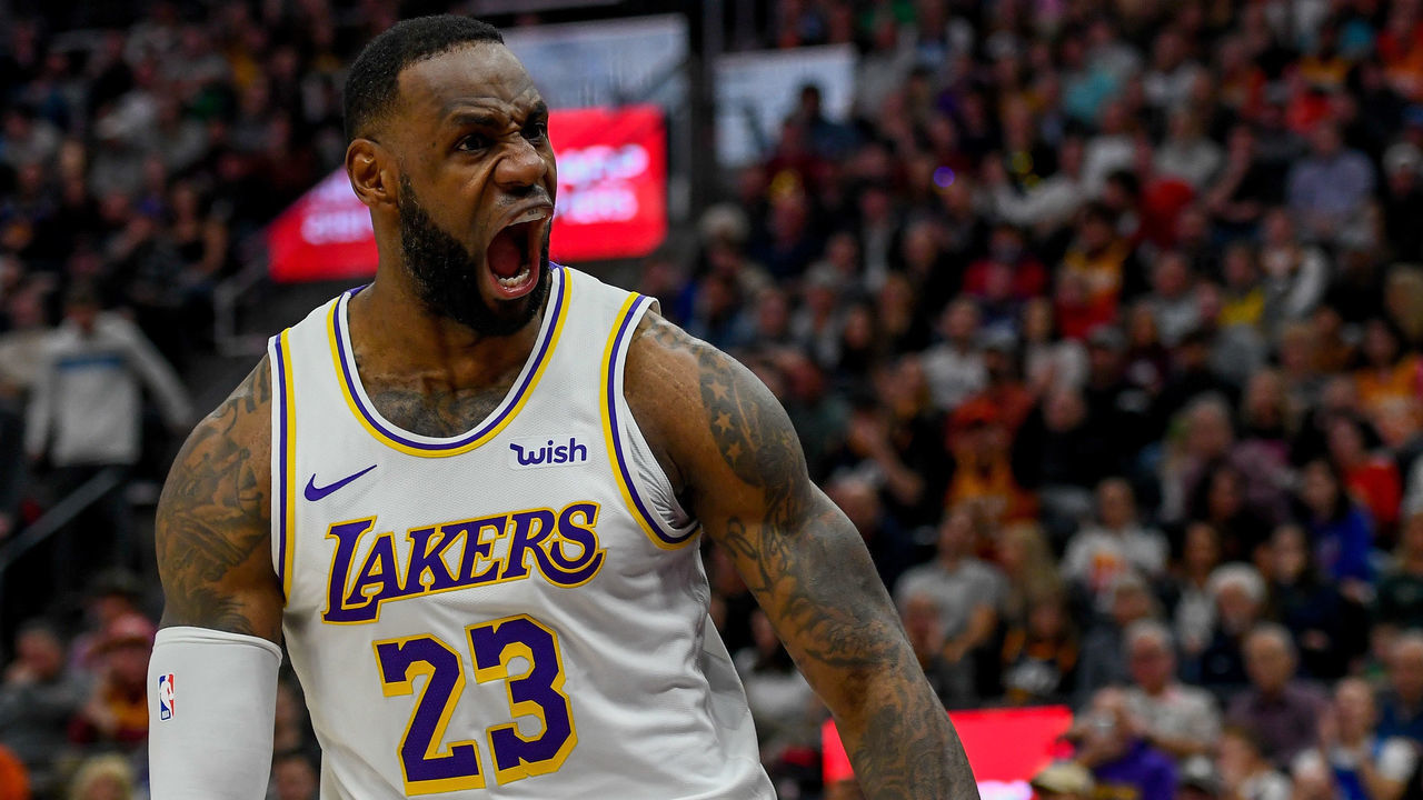 SALT LAKE CITY, UT - DECEMBER 04: LeBron James #23 of the Los Angeles Lakers celebrates a dunk during a game against the Utah Jazz at Vivint Smart Home Arena on December 4, 2019 in Salt Lake City, Utah. NOTE TO USER: User expressly acknowledges and agrees that, by downloading and/or using this photograph, user is consenting to the terms and conditions of the Getty Images License Agreement.