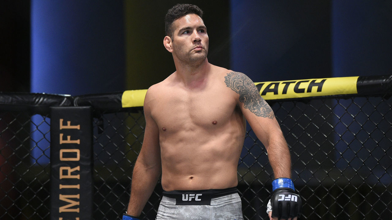 LAS VEGAS, NEVADA - AUGUST 08: Chris Weidman prepares to fight Omari Akhmedov of Russia in their middleweight fight during the UFC Fight Night event at UFC APEX on August 08, 2020 in Las Vegas, Nevada.